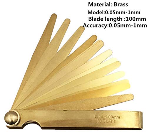 Brass feeler, plug gauge, high-precision clearance gauge, thickness gauge, non-magnetic copper feeler, single piece set, 0.03-1.0mm(100 * 13) Brass