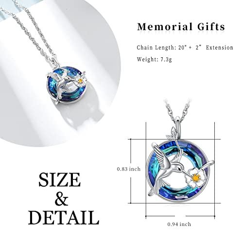 shajwo Hummingbird Urn Necklaces for Ashes Blue