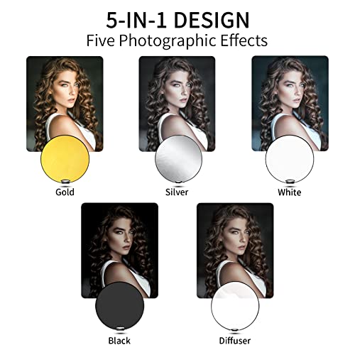 Selens 43 in 5 in 1 Photography Reflector, Collapsible Light Reflector 43 Inch