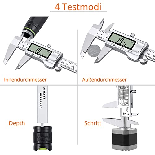 Proster Digital Vernier Caliper 150 mm / 6 Inch Stainless Steel Electronic Caliper Fraction/Inch/Metric Conversion Measuring Tool for Length Width Depth Inner Diameter Outer Diameter 6 inches