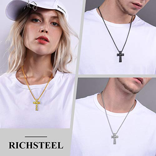 Richsteel Urn Necklaces for Ashes for Women Men Cremation Pendant 01-Steel Celtic Knot Cross no personalized