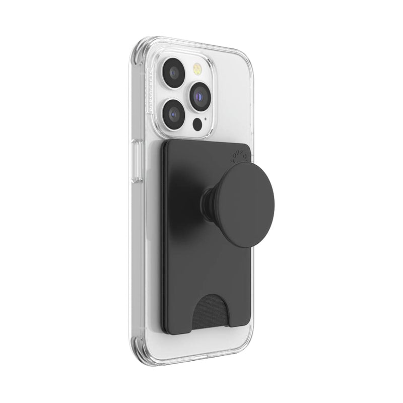 [Australia - AusPower] - PopSockets Phone Wallet with Expanding Phone Grip, Phone Card Holder, Solid PopWallet - Black Adhesive 