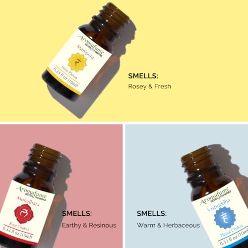 Solar Plexus, Root & Throat Chakra Essential Oil Diffuser Blends, Aromafume Solar Plexus, Root Chakra, Throat Chakra 0.34 Fl Oz (Pack of 3)