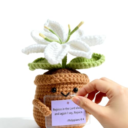 Christian Gifts for Women，Crochet Prayer Lily Flower Decor