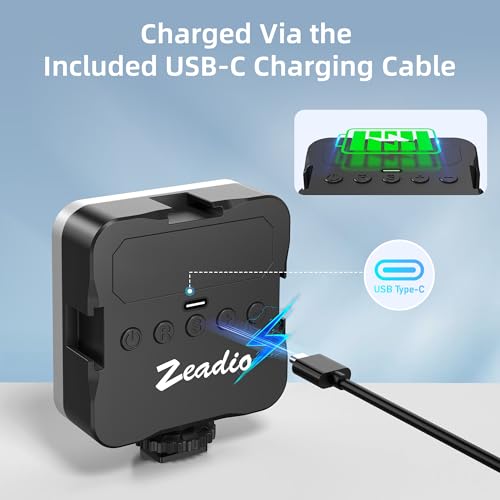 Zeadio RGB Camera Video Light - 800LM Adjustable 3000K-7000K Color Temperature & 6 Colors, CRI95 Portable Pocket LED Light for DSLR/Tabletop Filming/Selfie/Cell Phone/Photography, Pack of 2