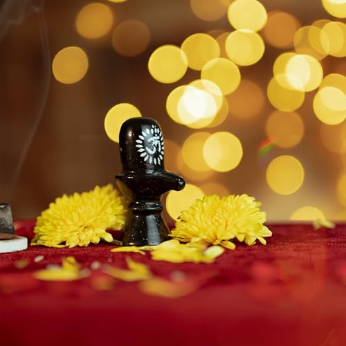 Shivling Pooja Spiritual Sculpture Indian Décor Antique Statue for Home Entrance Temple Decoration and Gifting (Black Shivling) Black Shivling