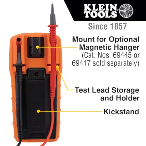 Klein Tools MM420 digital multimeter with auto-ranging TRMS display for AC/DC voltage, current, and resistance testing