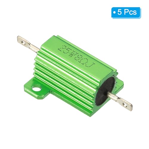 PATIKIL 25 W 8 Ohm Aluminum Casing Wire Wound Resistor, Pack of 5 Aluminum Casing Resistors Case Wire Wound Resistors Screw Tap Power Resistance 5% Tolerance, Green 8 ohms