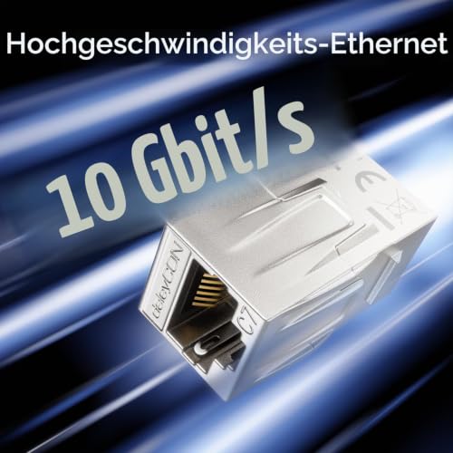 deleyCON RJ45 Coupling CAT 7 10Gbps 600 MHz Metal, Pack of 4, Silver | Connector CAT7 Extension, Ethernet Adapter, Compatible with Cat8 Cat7 Cat6 Cat5, Patch Cable, LAN DSL POE, 2x RJ45 Female 4 pieces
