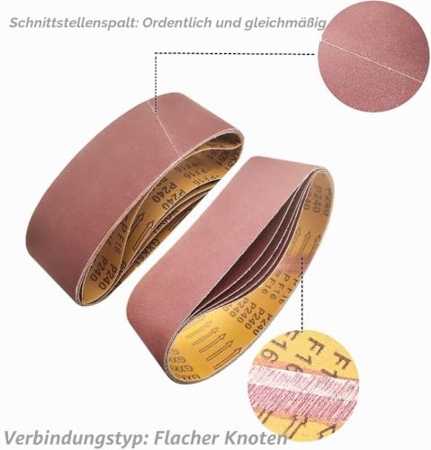 GXK51 Sanding Belt 75 x 533 mm, Pack of 10 Grit 80, Sanding Belt Kits Compatible with Belt Sanders, for Sanding, Filing, Sharpening and Removing Metal Wood Surfaces 75x533mm Korn 80