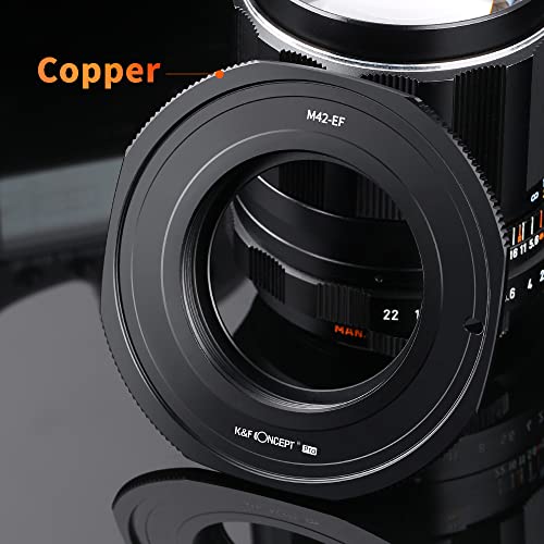 K&F Concept M42 to EOS Adapter, Updated Lens Mount Adapter for M42 Mount Lens to Canon EOS EF EF-S Mount Camera Updated M42-EOS