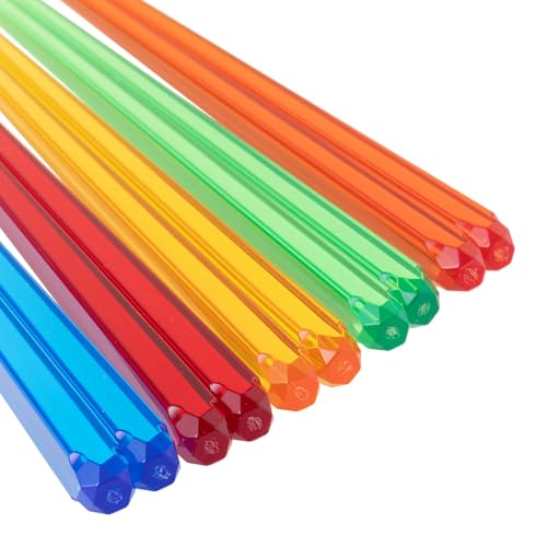 Aoba Clear Chopsticks 5P Bbit - Red, Blue, Yellow, Green, Orange - Methacrylic Resin - Dishwasher Safe clear bbit