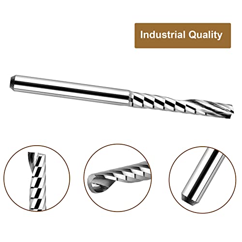 SpeTool 5-piece O flute single flute end mill set with 1/8-inch shank and solid carbide spiral router bits