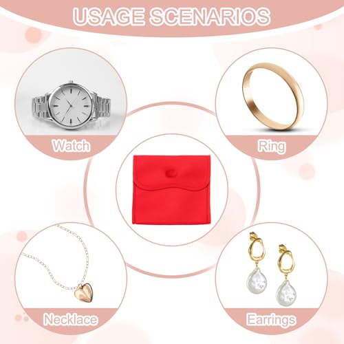 PATIKIL 4x4 Inch Velvet Jewelry Pouches, 12 Pcs Jewelry Packaging Gift Bags with Snap Button for Bracelet Necklace Rings Watch, Red
