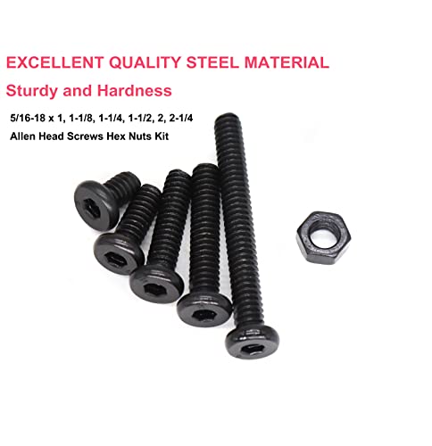 cSeao 5/16"-18 black hex socket cap screws and hex nuts assortment kit in assorted lengths
