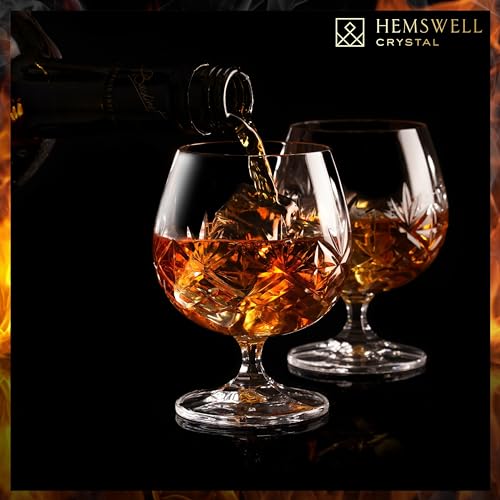 Brandy Snifter Single Cognac Glass - Small Brandy Snifters for Brandy or Whiskey - Cognac Balloon Glass Crystal 8.5oz - Glenrigg Design 1