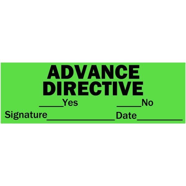 2" x 1" Green Advance Directive Labels