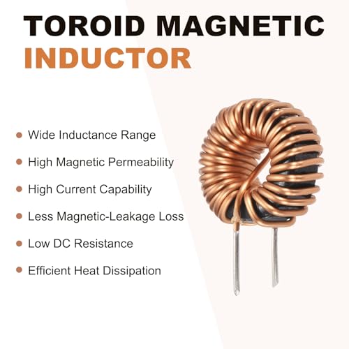 QUARKZMAN Toroid Core Inductor 100uH 9A Copper Wire Winding Inductance Solenoid Coil for Transformers 20 mm Outer Diameter Pack of 12 | Inductance Coil Replacement, Copper Inductance Wire, 20mm Diameter, For Printed Circuit Boards