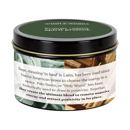 Premium Candle for Energy Cleansing – Natural Soy Wax Blend, Cotton Wick, Phthalate Free Scent, Scented Candles for Home Smudging, House Spiritual Protection, 6oz (Pure Sage & Palo Santo)