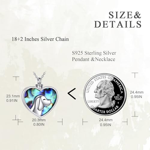 VONALA Animal Urn Necklaces for Ashes 925 Sterling Silver Elephant/Butterfly/Dog/Hummingbird Pendant Keepsake Necklace Cremation Jewellery Memorial Gifts for Women Girls Dog