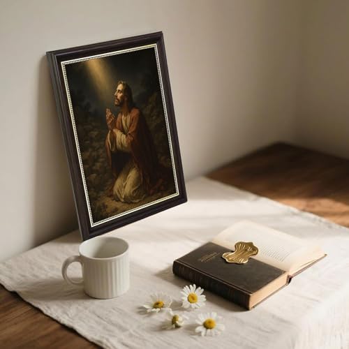 Framed Jesus Canvas Wall Art Retro Christian Jesus Prayers Wall Decor Painting Picture Farmhouse Christian Religious Saving Poster Prints for Living Room Bedroom Church Prayer Home Decoration Framed 11"L x 9"W