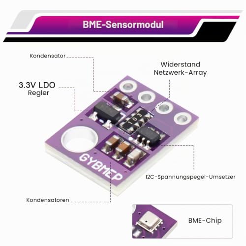 BME-280 Barometric Sensor for Temperature, Humidity and Air Pressure, BME Humidity Sensor 5V Module IIC I2C Compatible with Arduino and Ras-pberry Pi (Pack of 3)