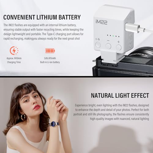 Godox iM22 Camera Flash Mini Flash 470mAh 440 Full-Power Flash White