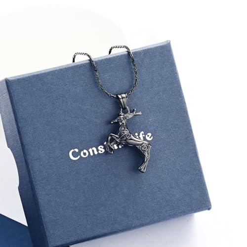 constantlife Cremation Jewelry for Ashes Deer Memorial Urn Necklace Pendant Loved Ones Human Pet Ash Holder Keepsake Gift for Women Men Black
