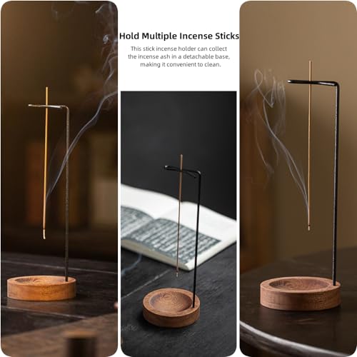 Wooden Incense Holders Upside Down Incense Holder for Sticks Ash Catcher Catching Room Censer Holder Tea Room Home Decoration for Yoga Meditation Incense Holder（no Glass Ash Catcher） 1Pc