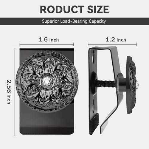 4 Tapestry and Quilt Hangers with Rug Clamps, Anti-Tilt Wall Kit with Dual-Hole for Blankets and Delicate Fabrics (Black) Black