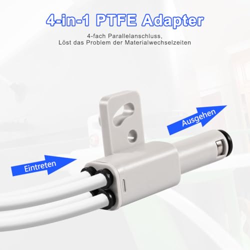 4-in-1 PTFE Adapter for Bambu Lab Expansion Port for 4 Feed Modules & AMS - Multimaterial Support (TPU 95A/PET-CF) - Compatible with X1/P1 Series 3D Printers (X1C, X1E, P1S, P1P)