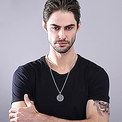 Aniu 925 Sterling Silver Saint Medal Necklace Religious Amulet Jewelry Gift Round - St Christopher Necklace - D