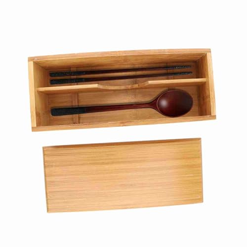 Aqur2020 Japanese chopstick holder storage box with compartments for tableware and spoons, made of durable material.