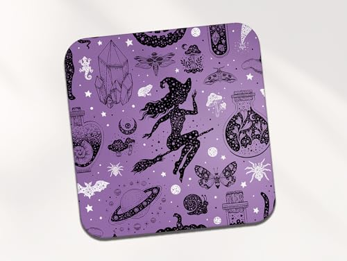 Witchcraft Square Coaster - Pattern Stars Witch Coven Magical Ritual Witchcraft Spiritual Men Women Friend Kitchen Drink #82786