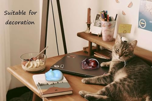 LAIDANLA Opal Sleeping Cat Statue Healing Crystals Moonstones Hand Carved Cute Kitten Figurine Sculpture 1.6" Opalite White Gemstone Decor Polished Stone Reiki Office Desk Home Decoration Gifts B-opal