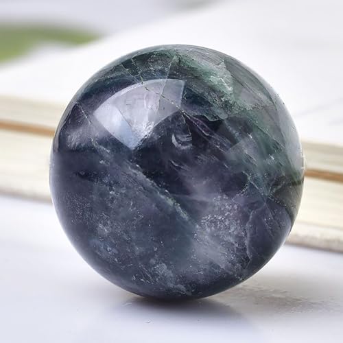 2.4-2.8 inch Natural Fluorite Crystal Ball with Stand, Hand Polished Rainbow Fluorite Divination Sphere, Reiki Healing Stone Ball, Home Art Decor Ornament, Spiritual Collectible Gift 60-70mm