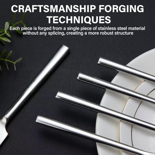40-Piece Silverware Set for 8，Minimalist Flatware Set 18/10 Stainless Steel，Fine Cutlery Set with Forks, Knives, Spoons，Durable and Elegant Design Tableware，Dishwasher Safe 40