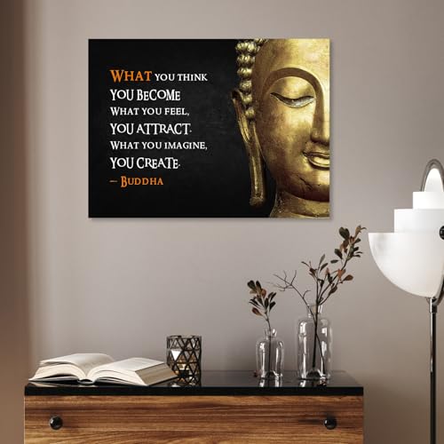 YPY Buddha Zen Wall Art Canvas, Motivational Quotes, 16"x24" 24"L x 16"W