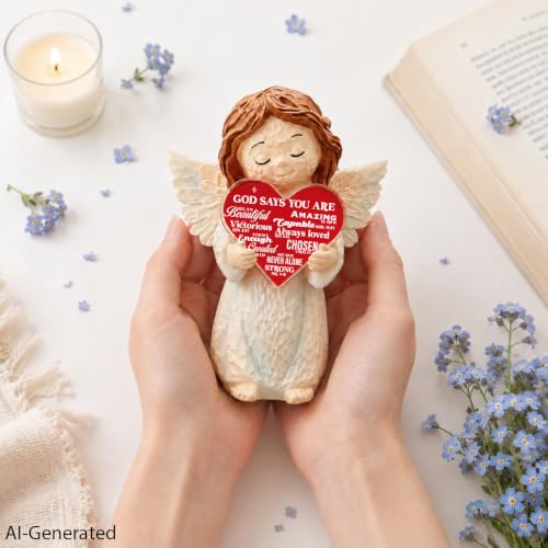 YeleY Christian Gifts for Women, Spiritual Gift Hand-Painted Angel Figurine God