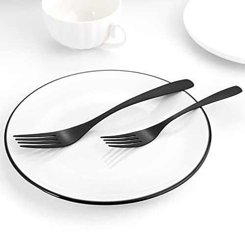 Matte Black Silverware Set, Bysta 20-Piece Stainless Steel Flatware Cutlery Set for 4, Satin Finish, Dishwasher Safe, Nice Box Package Matte Black