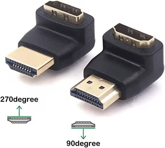 [Australia - AusPower] - VCE HDMI 90 and 270 Degree Adapter 2-Pack, Right Angle HDMI Male to Female L Adapter Connector 3D&4K Supported 