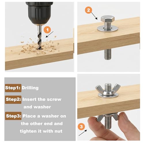 Floyutin M5x30mm threaded bolts with nuts and washers, 5-set metric screw and bolt assortment kit