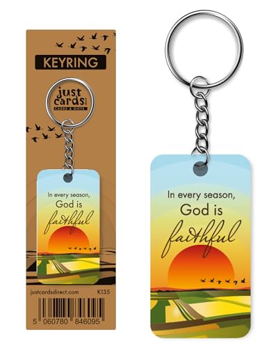 Christian Keyrings, Pack of 12 Bible Verse Keyrings, Wood and Metal, 6.3cm