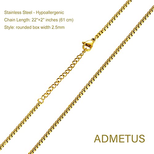 ADMETUS Gold St Brendan Medal Sterling Silver Saint Brendan the Navigator Medal Gold Saint Brendan Necklace Gold St. Brendan Pendant Necklace Religious Gifts for Men