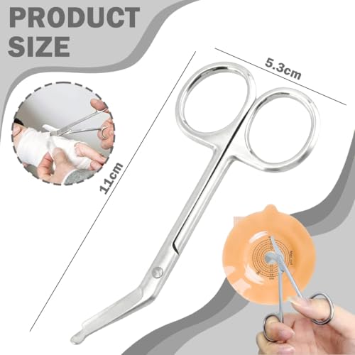 Ostomy Accessories Pouch Scissors with Blunt Round Tip for Colostomy Care, Stainless Steel, 110 mm, Pack of 1