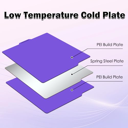 Cool Building Plate for Bambu Lab P2S/X2D/A1/P1S/P1P without Heating without Adhesive 257.5 x 257.5 mm Purple Smooth PEI Plate on Both Sides for Low Temperatures Flexible Spring Steel Plate Removable für Bambu Lab P2S/A1/X2D/P1S/P1P