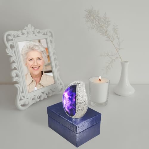 M MEILINXU Purple Small Urns for Human Ashes, Galaxy Teardrop Keepsake Urn