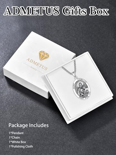 ADMETUS 925 Sterling Silver Patron Saint Medals A42-Saint Camillus De Lellis Non-personalized