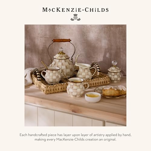 MACKENZIE-CHILDS Enamel Tumbler, 10 Ounces, Brown-and-White Mocha Check