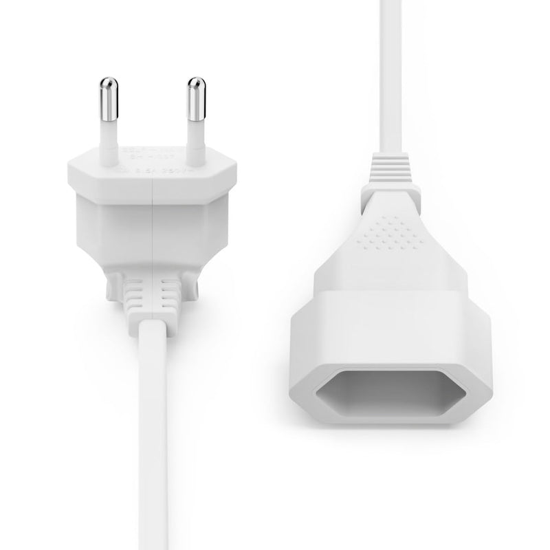 Hama Extension Cable Angled Euro Plug 3 m | Extension cable, white, 90°, space-saving flat plug, power cable extension, kink protection, robust, for indoor use